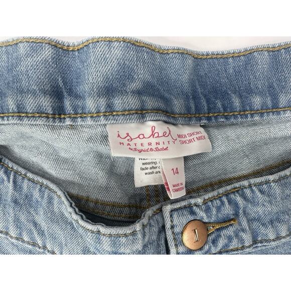 Isabel Maternity Midi Jean Shorts Size 14 Blue Elastic Waist Lot Of 2 - Picture 6 of 6